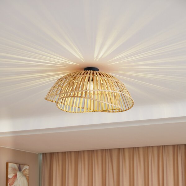 Lampa Sufitowa Lindby, Ilajus, ściemnialny, drewniany, jadalnia, bambus, boho