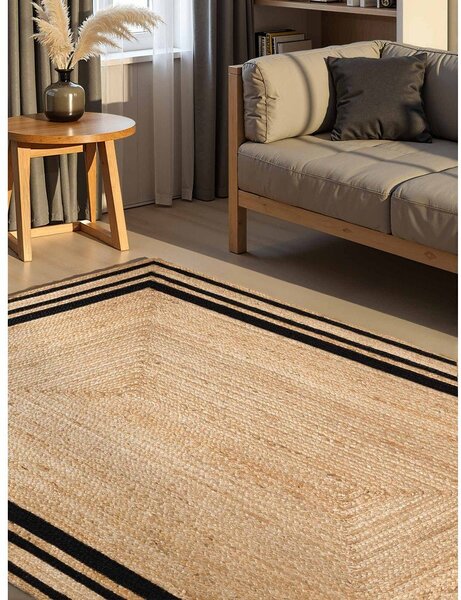 Czarno-naturalny ręcznie tkany dwustronny dywan z juty 120x170 cm Jutta – Hanse Home