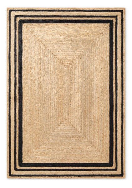 Czarno-naturalny ręcznie tkany dwustronny dywan z juty 120x170 cm Jutta – Hanse Home