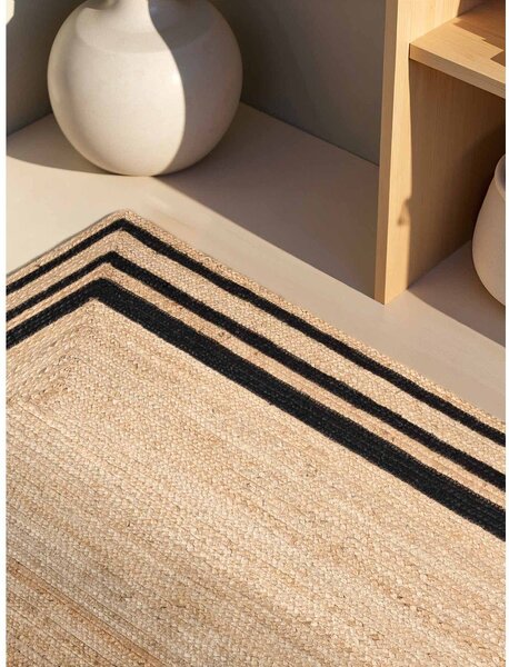 Czarno-naturalny ręcznie tkany dwustronny dywan z juty 120x170 cm Jutta – Hanse Home