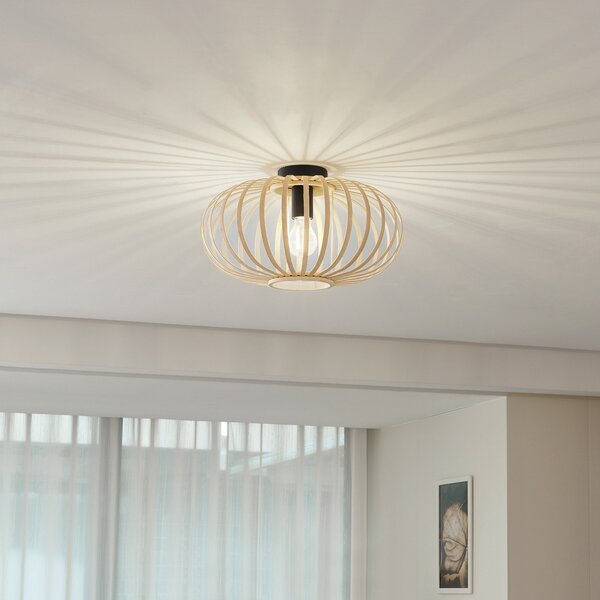 Lampa Sufitowa Lindby, Lielle, ściemnialny, drewniany, jadalnia, bambus, dworkowy | rustykalny