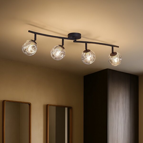 Lampa Sufitowa Lindby, Valentina, ściemnialny, szary, salon, szkło, nowoczesny