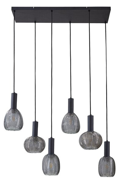 Lampa Wisząca Lindby, Tolli, ściemnialny, szary, salon, szkło, nowoczesny