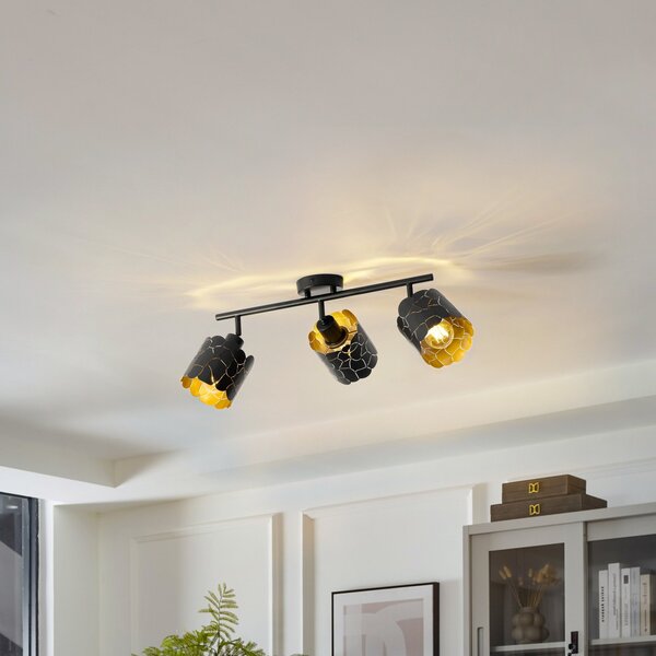 Lampa Sufitowa Lindby, Aralena, ściemnialny, czarny, salon, metal, nowoczesny