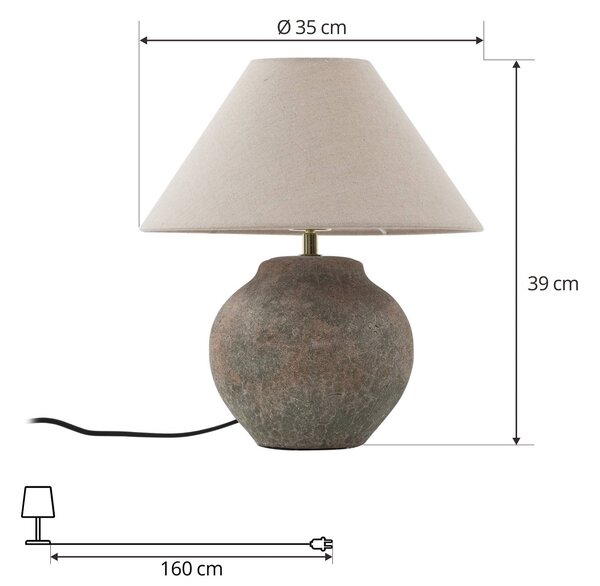 Lampa stołowa Thalorin Lucande, brązowy / rdzawy, salon / jadalnia, ceramika, skandynawski