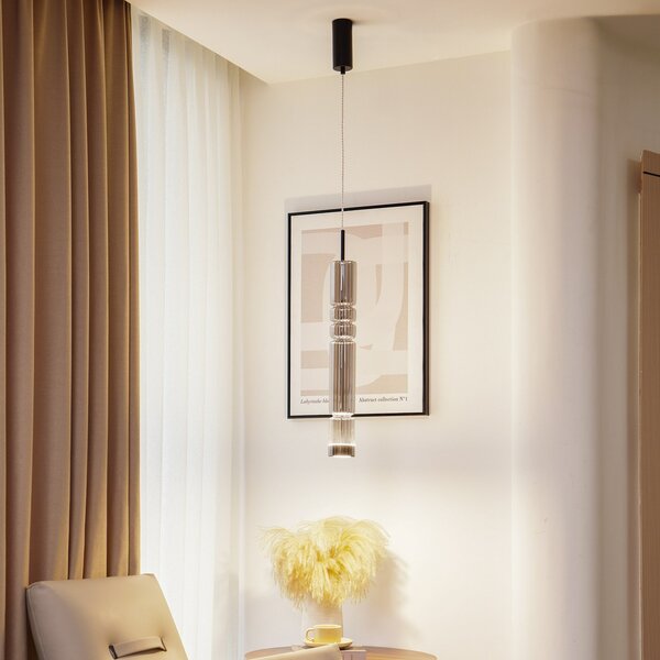 Lampa Wisząca Lucande, Christelle, czarny, salon, szkło, nowoczesny