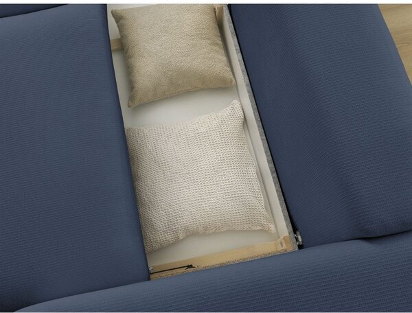 Niebieska rozkładana sofa ze schowkiem 265 cm Ezechiel – Bobochic Paris