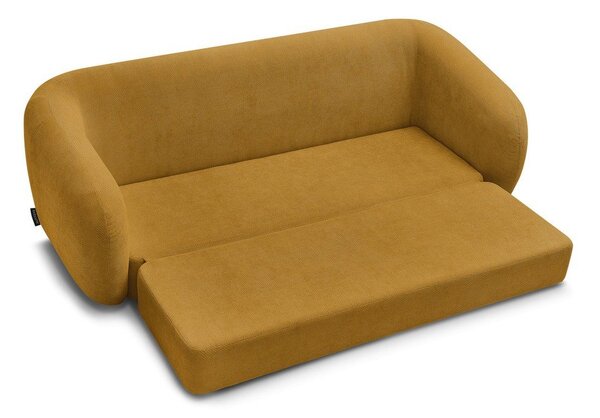 Musztardowa rozkładana sofa z tkaniny szenilowej 228 cm Neyo – Bobochic Paris