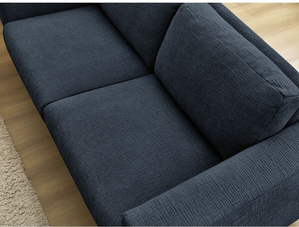 Ciemnoniebieska rozkładana sofa do spania z tkaniny szenilowej 220 cm Hugo – Bobochic Paris