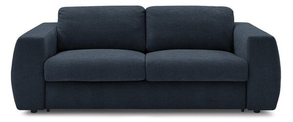 Ciemnoniebieska rozkładana sofa do spania z tkaniny szenilowej 220 cm Hugo – Bobochic Paris