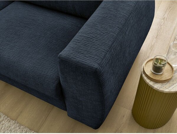 Ciemnoniebieska rozkładana sofa do spania z tkaniny szenilowej 220 cm Hugo – Bobochic Paris