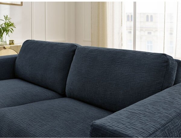 Ciemnoniebieska rozkładana sofa do spania z tkaniny szenilowej 220 cm Hugo – Bobochic Paris