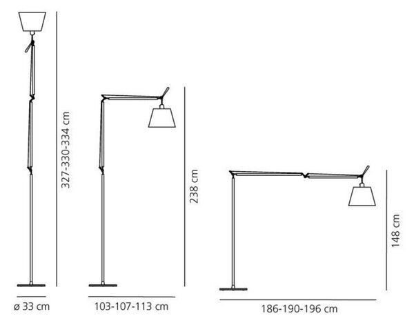 Tolomeo Mega Lampa Podłogowa Ø360 Szara Satyna/Czarna