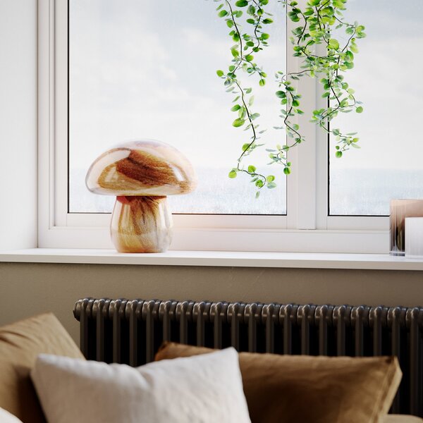Lampa Stołowa By Rydéns, Mira Mushroom, brąz rdzawy, salon, szkło