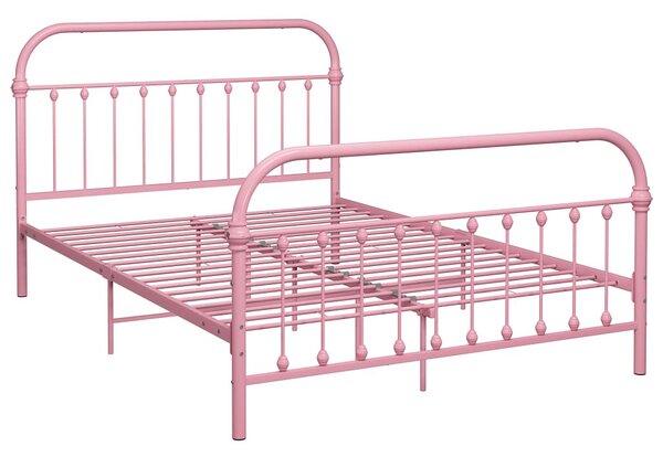 Różowe metalowe łóżko loftowe 120 x 200 cm - Asal