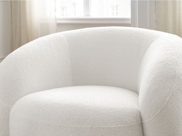 Biały obrotowy fotel z materiału bouclé Elina – Bobochic Paris