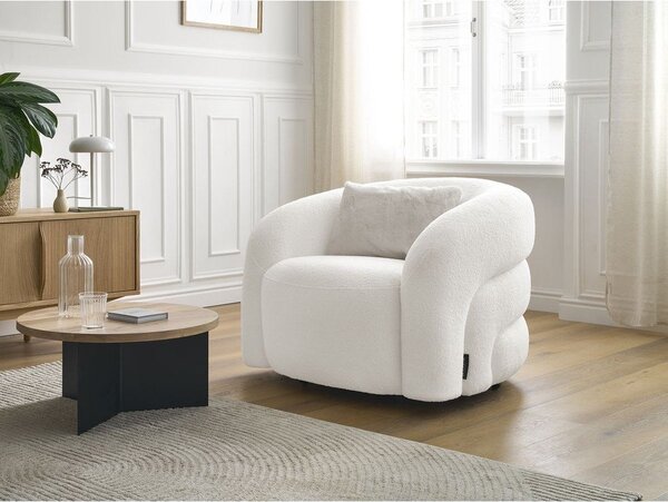 Biały obrotowy fotel z materiału bouclé Elina – Bobochic Paris