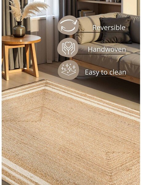 Kremowo-naturalny ręcznie tkany dwustronny dywan z juty 120x170 cm Jutta – Hanse Home