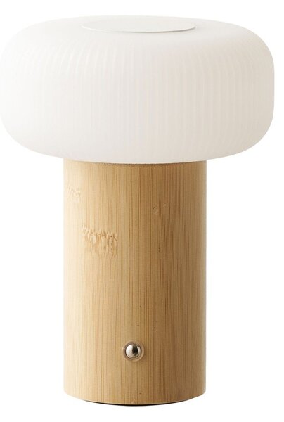 Biało-naturalna bambusowa lampa stołowa z plastikowym kloszem (wysokość 18 cm) Stafford – House Nordic