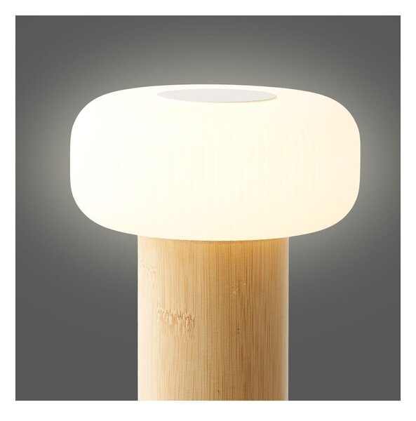 Biało-naturalna bambusowa lampa stołowa z plastikowym kloszem (wysokość 18 cm) Stafford – House Nordic