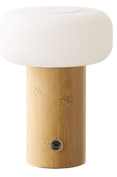 Biało-naturalna bambusowa lampa stołowa z plastikowym kloszem (wysokość 18 cm) Stafford – House Nordic