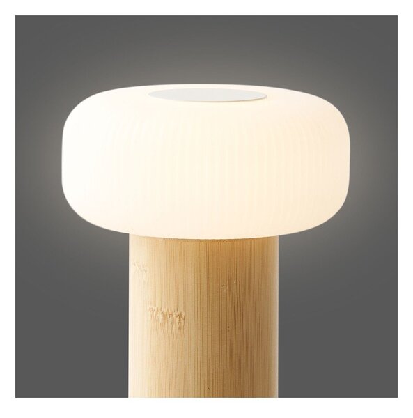 Biało-naturalna bambusowa lampa stołowa z plastikowym kloszem (wysokość 18 cm) Stafford – House Nordic