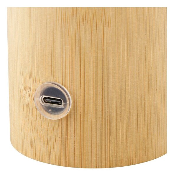 Biało-naturalna bambusowa lampa stołowa z plastikowym kloszem (wysokość 18 cm) Stafford – House Nordic