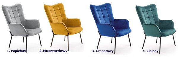 Musztardowy fotel wypoczynkowy do salonu W5-R42