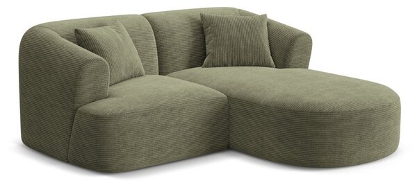 Zielony sztruksowy narożnik (prawostronny/z szezlongiem) Campi – Cosmopolitan Design