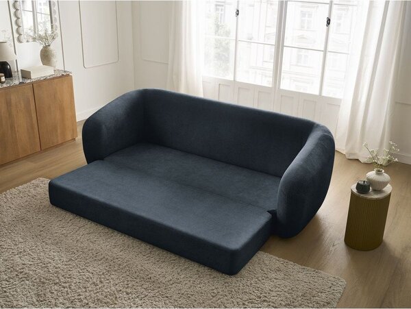 Ciemnoniebieska rozkładana sofa z tkaniny szenilowej 228 cm Neyo – Bobochic Paris