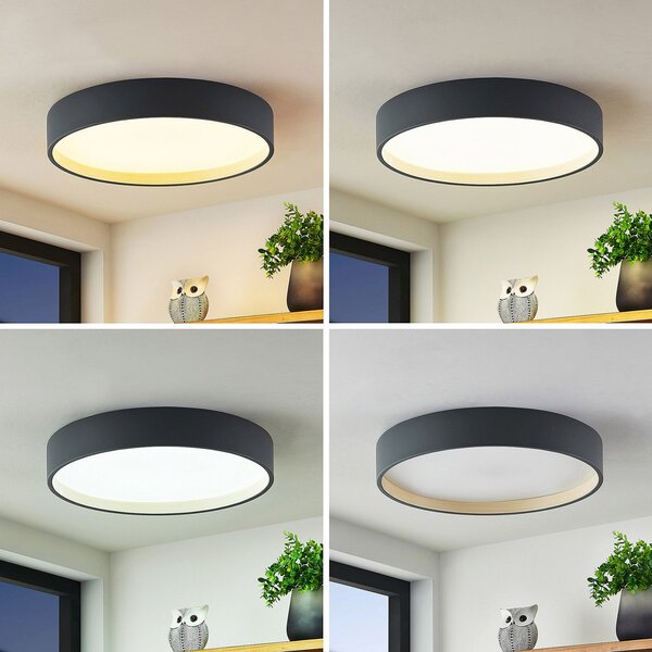 Lampa Sufitowa Lindby, Todor, ściemnialny, czarny, salon, tworzywo sztuczne, nowoczesny