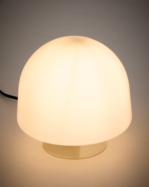 Szarobeżowa lampa stołowa ze szklanym kloszem (wysokość 20 cm) Reig – Kave Home