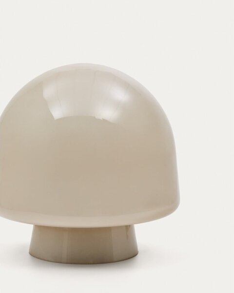 Szarobeżowa lampa stołowa ze szklanym kloszem (wysokość 20 cm) Reig – Kave Home
