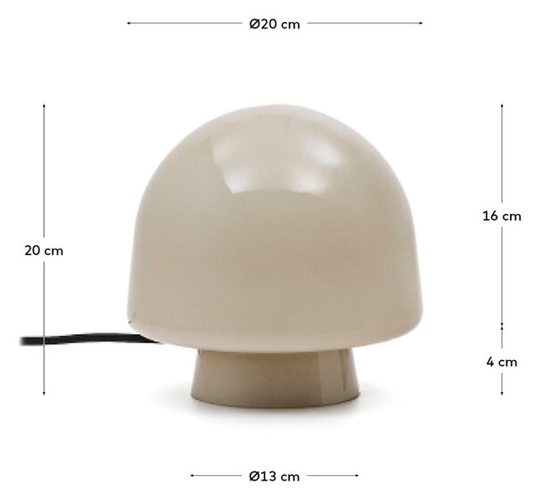 Szarobeżowa lampa stołowa ze szklanym kloszem (wysokość 20 cm) Reig – Kave Home