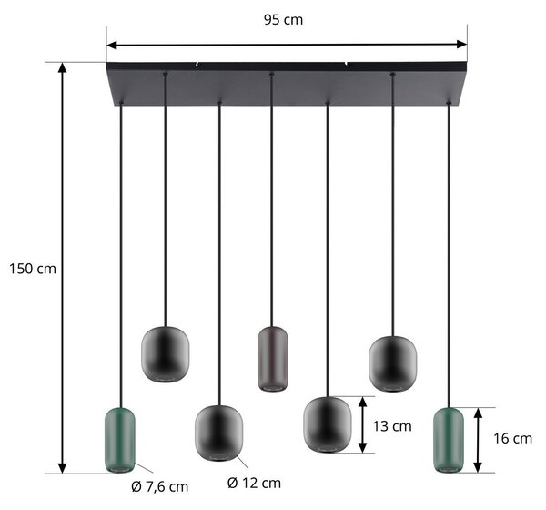 Lampa Wisząca Lucande, Narion, ściemnialny, wielokolorowy, jadalnia, metal, nowoczesny