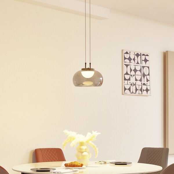 Lampa Wisząca Lucande, Dain, szary, jadalnia, szkło, nowoczesny