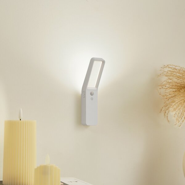 Lampa Ścienna Lindby, Taska, ściemnialny, biały, salon, tworzywo sztuczne, nowoczesny