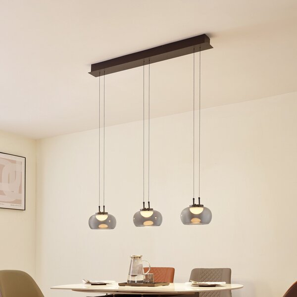 Lampa Wisząca Lucande, Dain, szary, jadalnia, szkło, nowoczesny