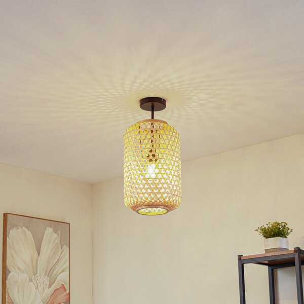 Lampa Sufitowa Lucande, Jorick, ściemnialny, drewniany, salon, bambus, dworkowy | rustykalny