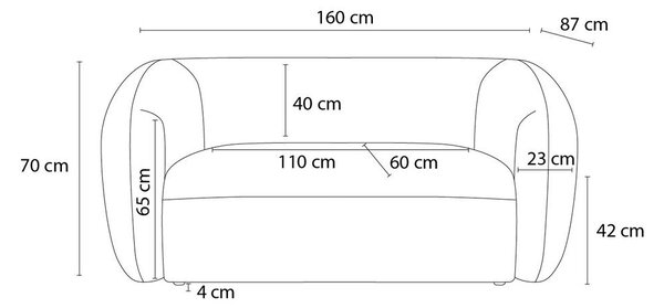 Różowa sofa z tkaniny szenilowej 160 cm Celine – Bobochic Paris