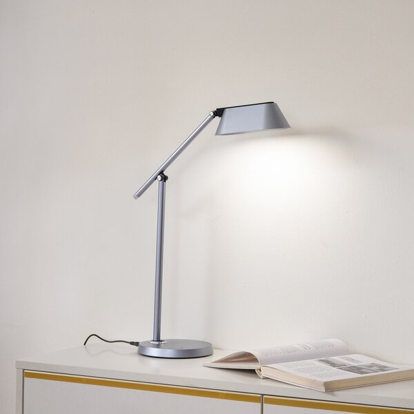 Lampa Stołowa Lindby, Thies, ściemnialny, szary, gabinet | pracownia, tworzywo sztuczne, nowoczesny