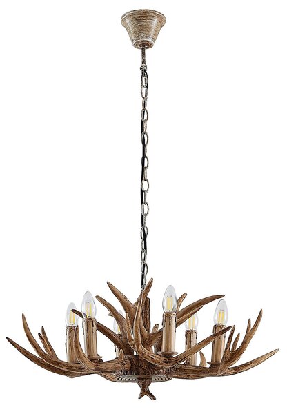 Lampa Wisząca Lindby, Tejask, ściemnialny, brąz rdzawy, salon, tworzywo sztuczne, dworkowy | rustykalny