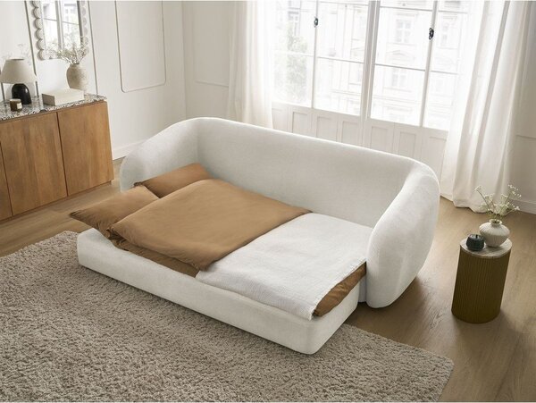 Beżowa rozkładana sofa z tkaniny szenilowej 228 cm Neyo – Bobochic Paris