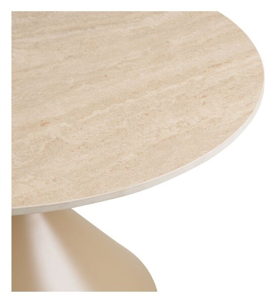 Beżowy okrągły stolik z ceramicznym blatem ø 70 cm Annecy – House Nordic