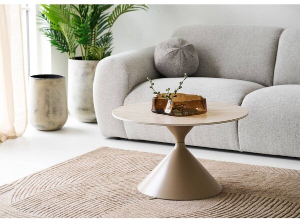 Beżowy okrągły stolik z ceramicznym blatem ø 70 cm Annecy – House Nordic