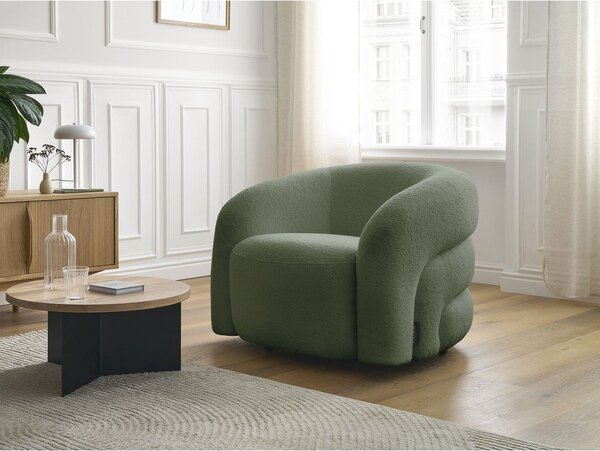 Zielony obrotowy fotel z materiału bouclé Elina – Bobochic Paris