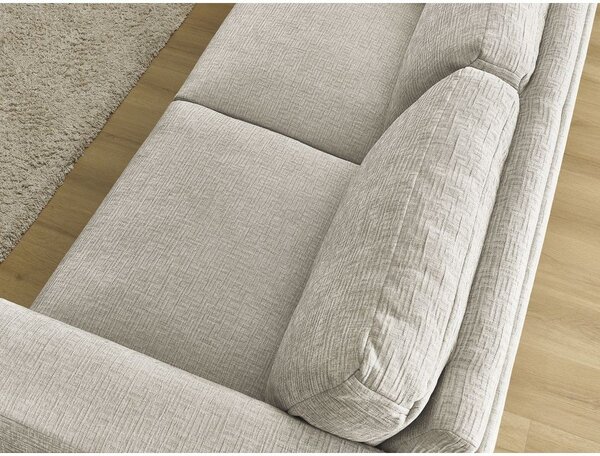 Beżowa rozkładana sofa do spania z tkaniny szenilowej 220 cm Hugo – Bobochic Paris