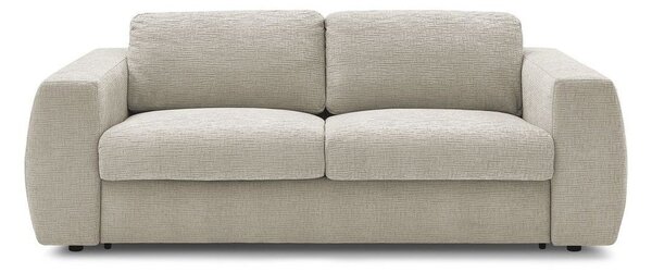Beżowa rozkładana sofa do spania z tkaniny szenilowej 220 cm Hugo – Bobochic Paris