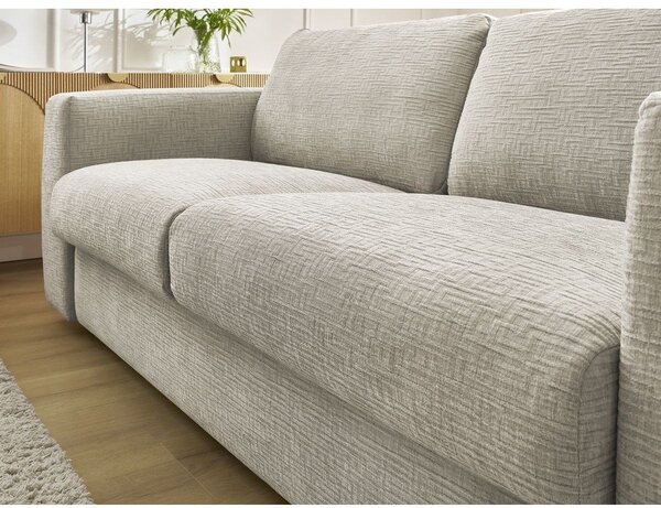 Beżowa rozkładana sofa do spania z tkaniny szenilowej 220 cm Hugo – Bobochic Paris