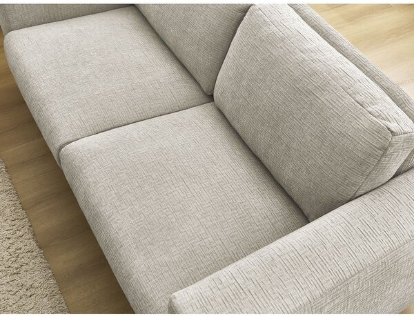 Beżowa rozkładana sofa do spania z tkaniny szenilowej 220 cm Hugo – Bobochic Paris